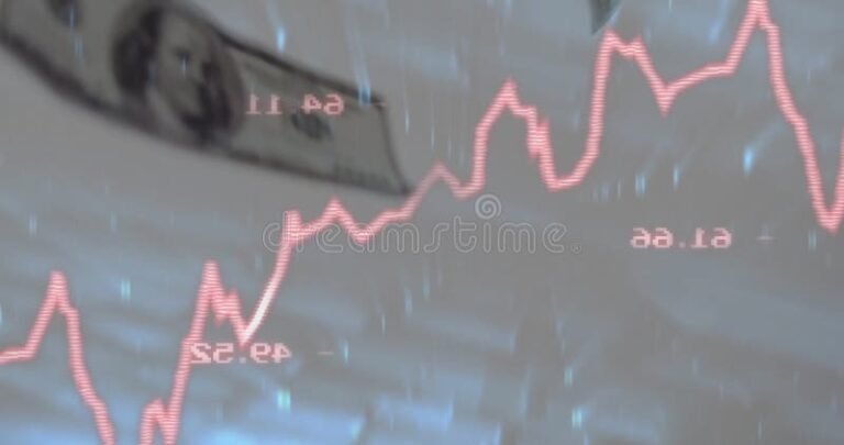 billetes de dolar con grafico financiero borroso