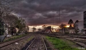 estacion de tren sarmiento al atardecer