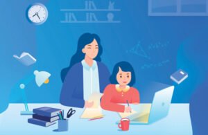 estudiantes digitales conectados aprendiendo en casa