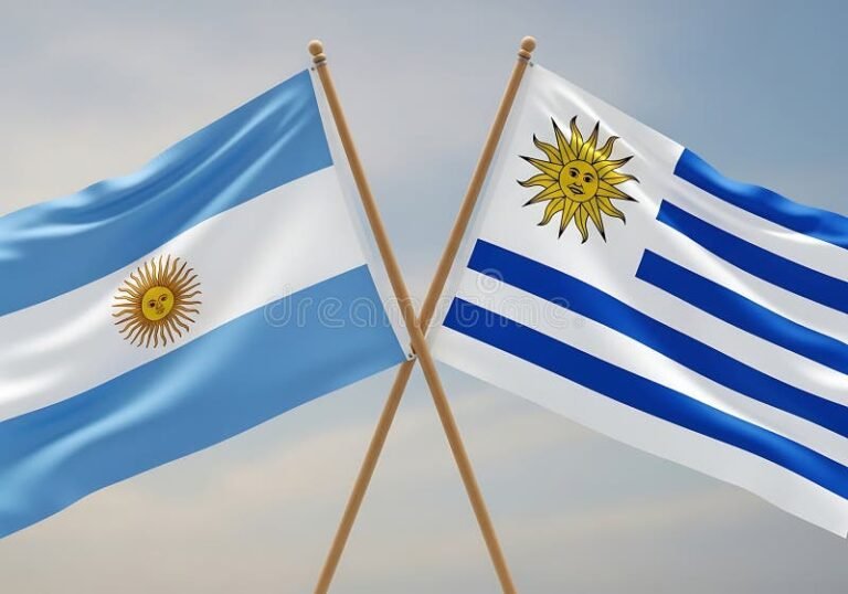 frontera entre argentina y uruguay con bandera