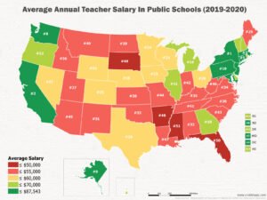 Cuánto Ganán Los Maestros En Estados Unidos Según Diferentes Estados 1 mapa de salarios de maestros en ee uu