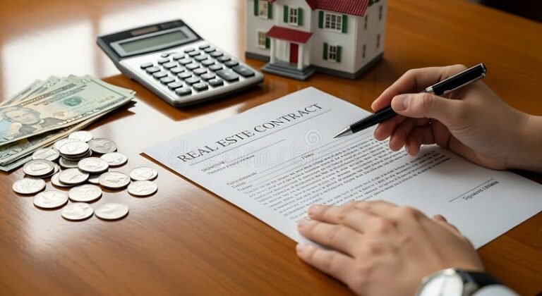 persona calculando finanzas con calculadora y billetes