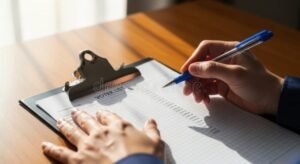 Cómo Completar Correctamente Un Formulario 08 Para Vendedores 1 persona llenando formulario con boligrafo azul