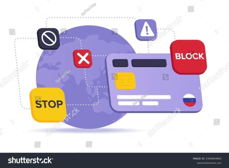 tarjeta visa bloqueada y simbolo de stop