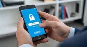 usuario ingresando clave en dispositivo digital